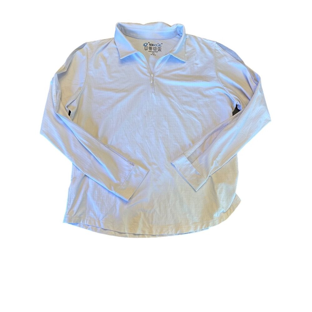 IBKÜL White‎ XL Long Sleeve Polo Shirt With Mesh Panels